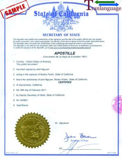 California Apostille and Certification .